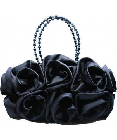 Floral Women's Evening Handbags Satin Clutch Purses for Wedding and Party Prom Handbags, Black 3-dark Blue $35.62 Evening Bags