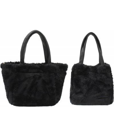 Women Faux Fur Winter Fashion Shoulder Bag Barrel Shape Drawstring Satchel Purse I-black $19.46 Satchels