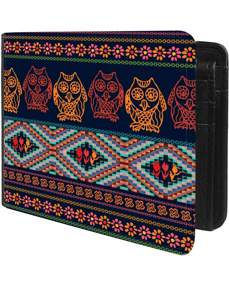 Unique Desige Pattern - Bohemian Gypsy Night Owls Pattern, Slim Front Pocket Wallet Billfold RFID Blocking $9.59 Wallets