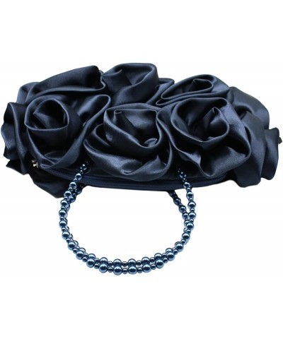 Floral Women's Evening Handbags Satin Clutch Purses for Wedding and Party Prom Handbags, Black 3-dark Blue $35.62 Evening Bags