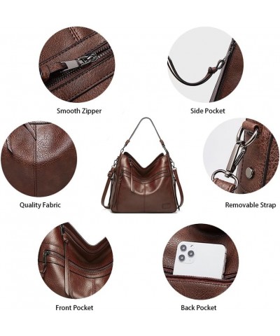 Hobo Tote Bag with Wristlet for Women Leather Boho Bucket Crossbody Purse Handbag for Travel 2Pcs 2ps 02: Dark Brown $13.16 T...