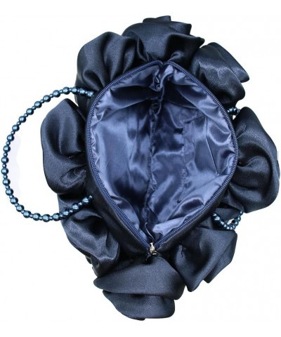 Floral Women's Evening Handbags Satin Clutch Purses for Wedding and Party Prom Handbags, Black 3-dark Blue $35.62 Evening Bags