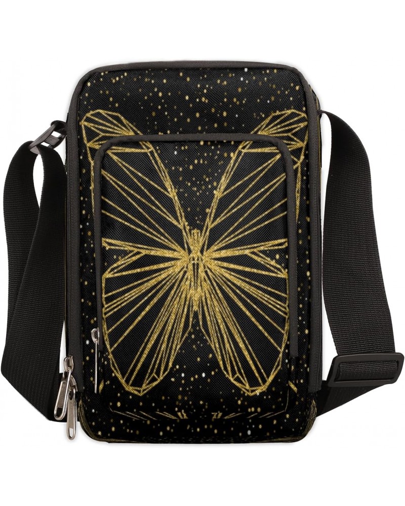 Golden Butterfly Dotted Small Crossbody Bags for Women Trendy Cross Body Phone Purse Wallet Mens Travel Crossbody Bag Side Sh...