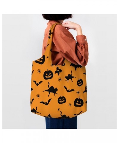 Halloween Pumpkins Single Shoulder Commuter Canvas Tote Bags For Women And Men Halloween Pumpkins17 $12.31 Totes