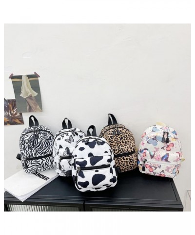 Cute Mini Backpacks for Women Nylon Female Bag Animal Printing Small Feminina Backpack Knapsack (White Butterfly) Brown Leopa...