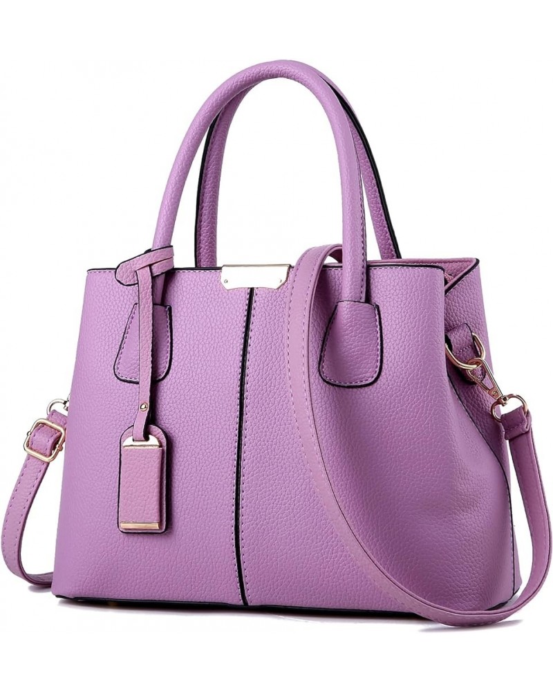 Women Solid Color Stylish Diamond Purse Tote Bag Handbag Lady Faux Leather Satchel Shoulder Bag with Pocket Purple $14.96 Totes