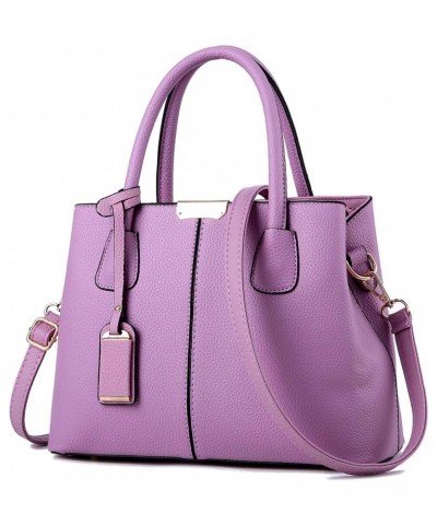 Women Solid Color Stylish Diamond Purse Tote Bag Handbag Lady Faux Leather Satchel Shoulder Bag with Pocket Purple $14.96 Totes