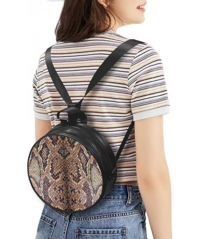 Women Crossbody Bag Circle Purse PU Leather Handbag Zipper Shoulder Bag Clutch Tote Snake Print $17.69 Shoulder Bags