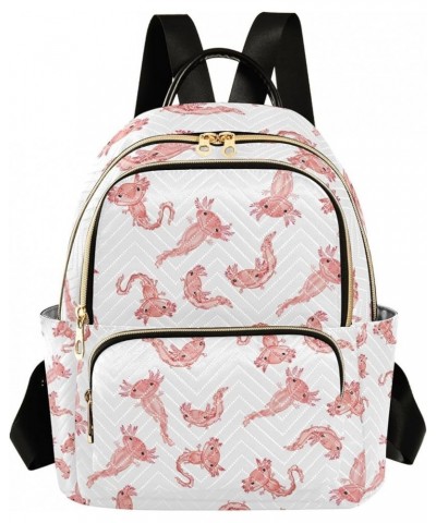 Ocean Women Backpack Nature Pink Axolotl Anti-Theft Travel Backpack with Luggage Belt Lightweight Handbag Lady Purse Roomy Do...