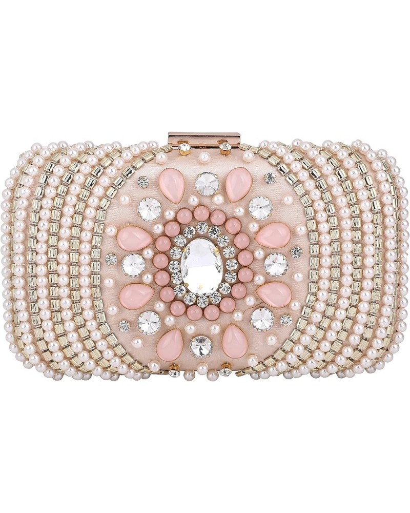 Women's Evening Handbags Floral Clutch Sparkly Rhinestone Purses Bridal Artificial Pearl Shoulder Bag for Party Prom Pink $29...