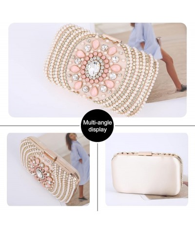 Women's Evening Handbags Floral Clutch Sparkly Rhinestone Purses Bridal Artificial Pearl Shoulder Bag for Party Prom Pink $29...