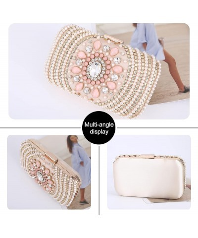 Women's Evening Handbags Floral Clutch Sparkly Rhinestone Purses Bridal Artificial Pearl Shoulder Bag for Party Prom Pink $29...