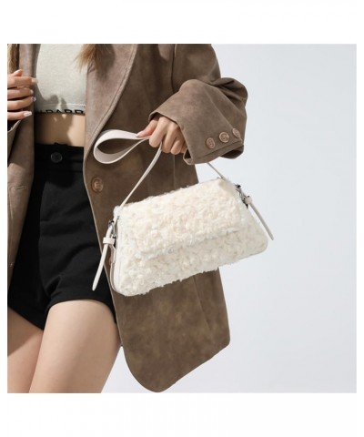 Women Small Hobo Bag Cute Plush Satchel Bag Underarm Bag Party Tote Handbag Crossbody Bag, Purple White $28.22 Totes