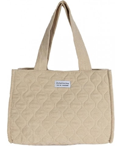 Quilted Tote Bag for Women Trendy Purses Puffer Tote Bag Women Aesthetic Tote Bag Puffy Bag Corduroy Tote Bag (Beige) Beige $...