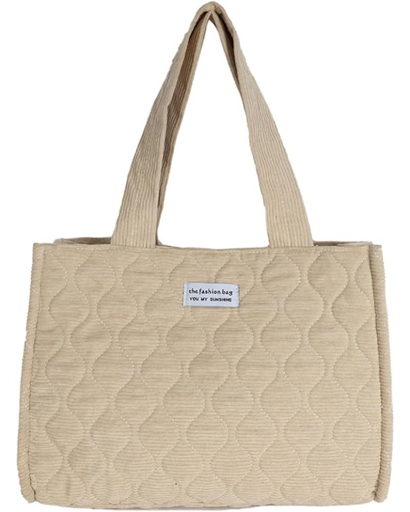 Quilted Tote Bag for Women Trendy Purses Puffer Tote Bag Women Aesthetic Tote Bag Puffy Bag Corduroy Tote Bag (Beige) Beige $...