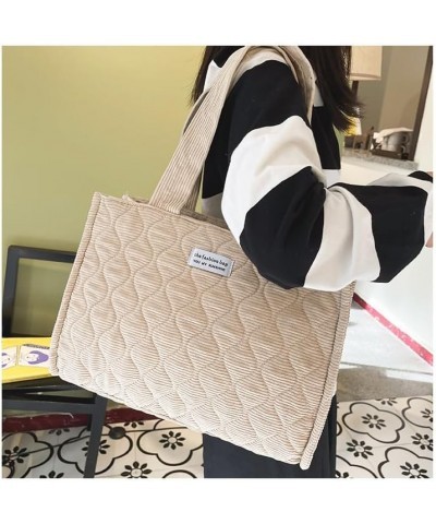 Quilted Tote Bag for Women Trendy Purses Puffer Tote Bag Women Aesthetic Tote Bag Puffy Bag Corduroy Tote Bag (Beige) Beige $...