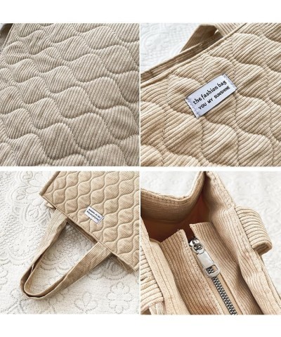 Quilted Tote Bag for Women Trendy Purses Puffer Tote Bag Women Aesthetic Tote Bag Puffy Bag Corduroy Tote Bag (Beige) Beige $...