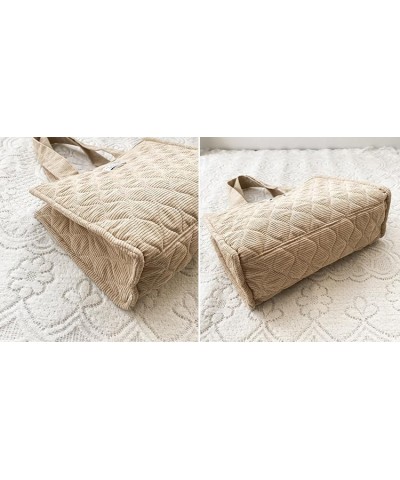 Quilted Tote Bag for Women Trendy Purses Puffer Tote Bag Women Aesthetic Tote Bag Puffy Bag Corduroy Tote Bag (Beige) Beige $...