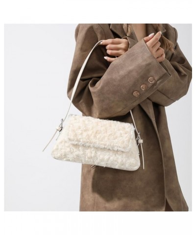 Women Small Hobo Bag Cute Plush Satchel Bag Underarm Bag Party Tote Handbag Crossbody Bag, Purple White $28.22 Totes