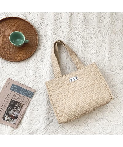 Quilted Tote Bag for Women Trendy Purses Puffer Tote Bag Women Aesthetic Tote Bag Puffy Bag Corduroy Tote Bag (Beige) Beige $...