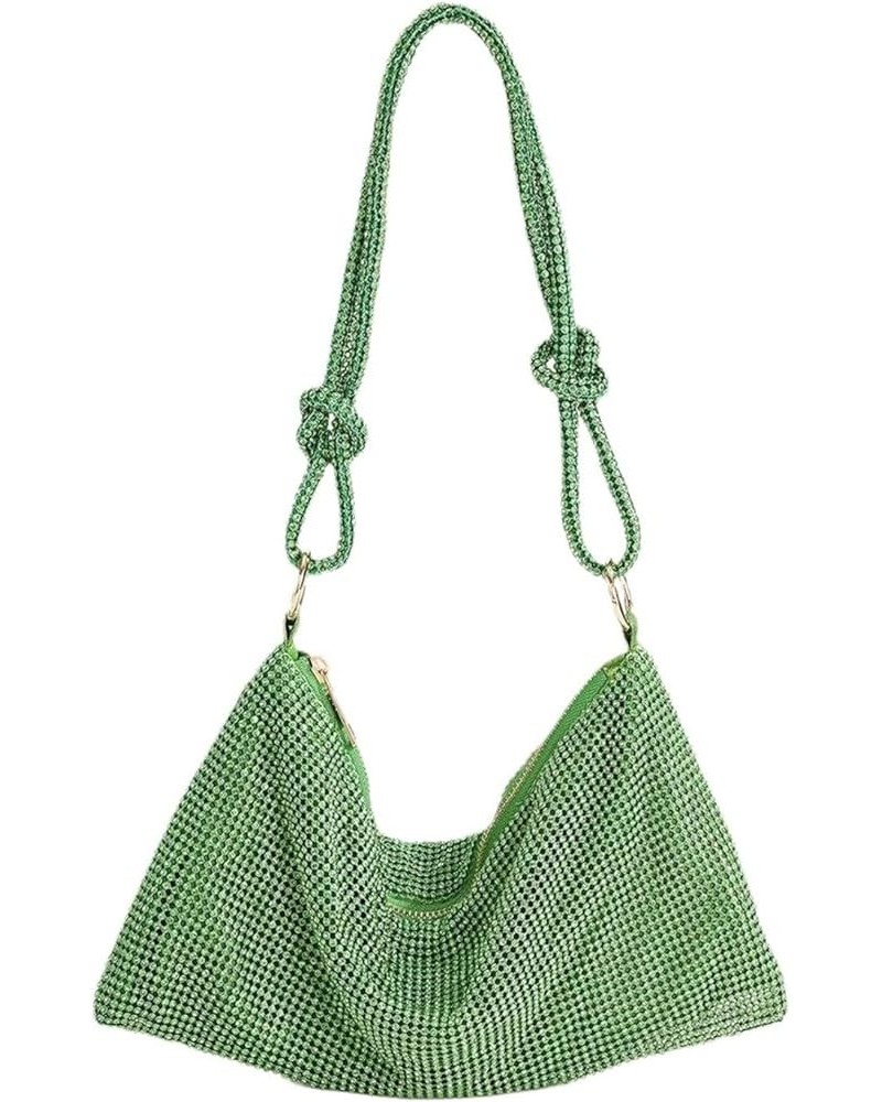 Brick-inlaid bends and hitches rhinestone bag underarm full Diamond handbag Green $25.30 Totes