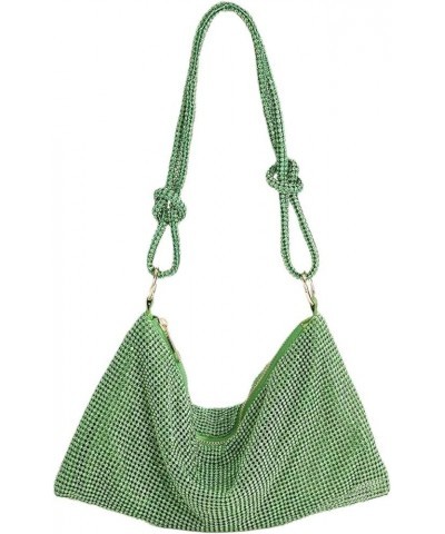 Brick-inlaid bends and hitches rhinestone bag underarm full Diamond handbag Green $25.30 Totes