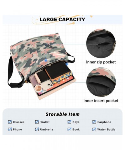 PU Leather Printed Crossbody Handbag Tote Bag Camouflage Printed Leather Large Crossbody Bag Waterproof Durable Soft Adjustab...