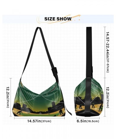 Baseball Fields Hobo Shoulder Bag for Women Men PU Leather Crossbody Bag Slouchy Tote Handbags for Travel Work $17.15 Totes