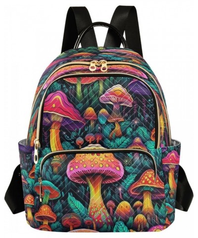 Rainbow Color Mushroom Women Backpack Purse Ladies Fashion Shoulder Bag Daypack Travel Bag 7.5L Medium $15.19 Backpacks