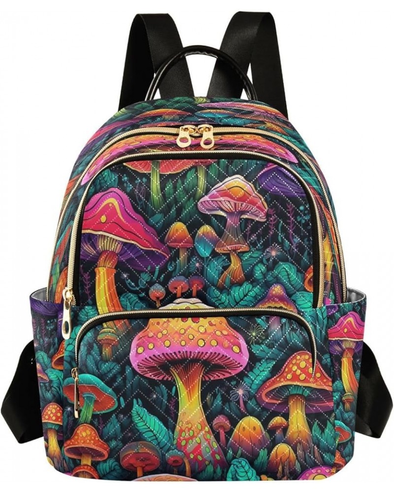 Rainbow Color Mushroom Women Backpack Purse Ladies Fashion Shoulder Bag Daypack Travel Bag 7.5L Medium $15.19 Backpacks