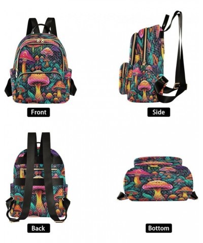 Rainbow Color Mushroom Women Backpack Purse Ladies Fashion Shoulder Bag Daypack Travel Bag 7.5L Medium $15.19 Backpacks