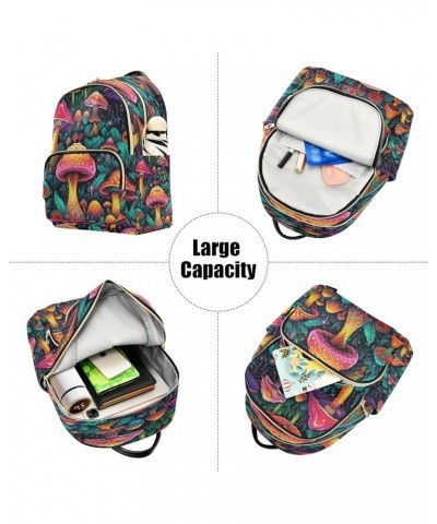 Rainbow Color Mushroom Women Backpack Purse Ladies Fashion Shoulder Bag Daypack Travel Bag 7.5L Medium $15.19 Backpacks