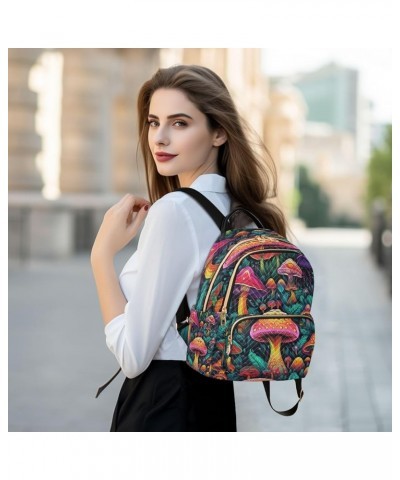 Rainbow Color Mushroom Women Backpack Purse Ladies Fashion Shoulder Bag Daypack Travel Bag 7.5L Medium $15.19 Backpacks