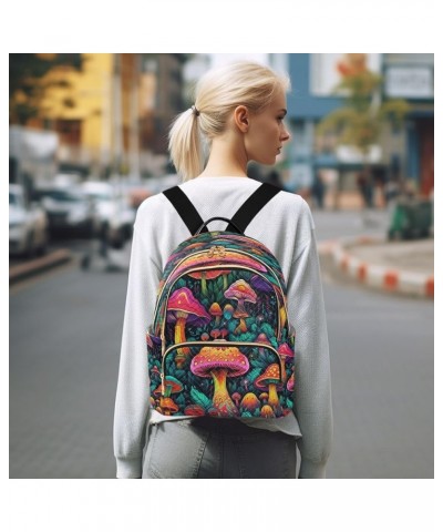 Rainbow Color Mushroom Women Backpack Purse Ladies Fashion Shoulder Bag Daypack Travel Bag 7.5L Medium $15.19 Backpacks