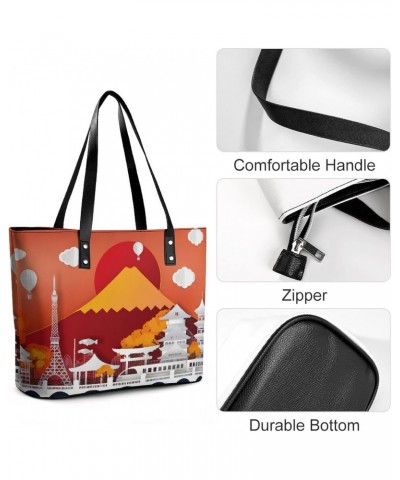 Womens Handbag Travel To Japan Leather Tote Bag Top Handle Satchel Bags For Lady $20.99 Totes