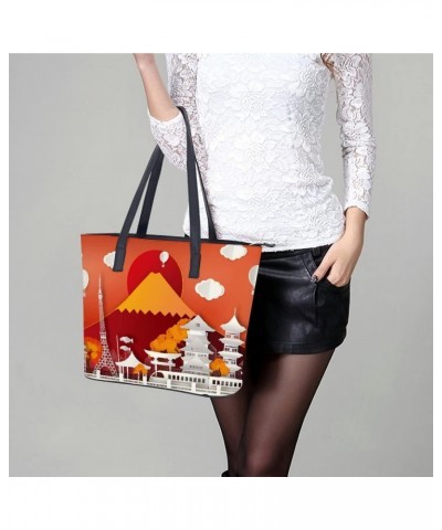 Womens Handbag Travel To Japan Leather Tote Bag Top Handle Satchel Bags For Lady $20.99 Totes