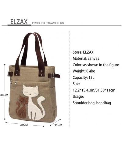 Cute Cat Tote Bag Canvas Shoulder Handbag Large Capacity Multi-Pocket Tote Purse Casual Work Daily Handbag Red $18.66 Totes