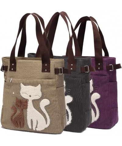 Cute Cat Tote Bag Canvas Shoulder Handbag Large Capacity Multi-Pocket Tote Purse Casual Work Daily Handbag Red $18.66 Totes