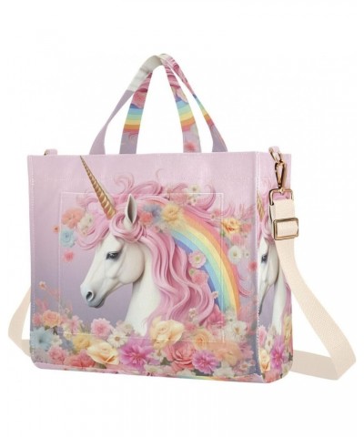 Rainbow Unicorn Pink Corduroy Tote Bag for Women Hobo Crossbody Bag Purse Stylish Shoulder Handbag Messenger Bags, S $13.62 T...