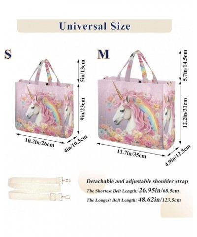 Rainbow Unicorn Pink Corduroy Tote Bag for Women Hobo Crossbody Bag Purse Stylish Shoulder Handbag Messenger Bags, S $13.62 T...