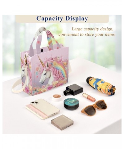 Rainbow Unicorn Pink Corduroy Tote Bag for Women Hobo Crossbody Bag Purse Stylish Shoulder Handbag Messenger Bags, S $13.62 T...