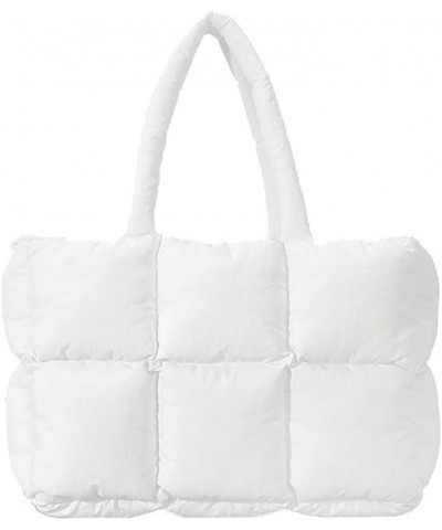 Women Large Purse Puffer Tote Bag Soft Padded Winter Handbag White 1 $11.84 Shoulder Bags