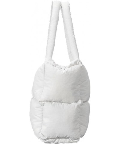 Women Large Purse Puffer Tote Bag Soft Padded Winter Handbag White 1 $11.84 Shoulder Bags