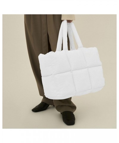 Women Large Purse Puffer Tote Bag Soft Padded Winter Handbag White 1 $11.84 Shoulder Bags