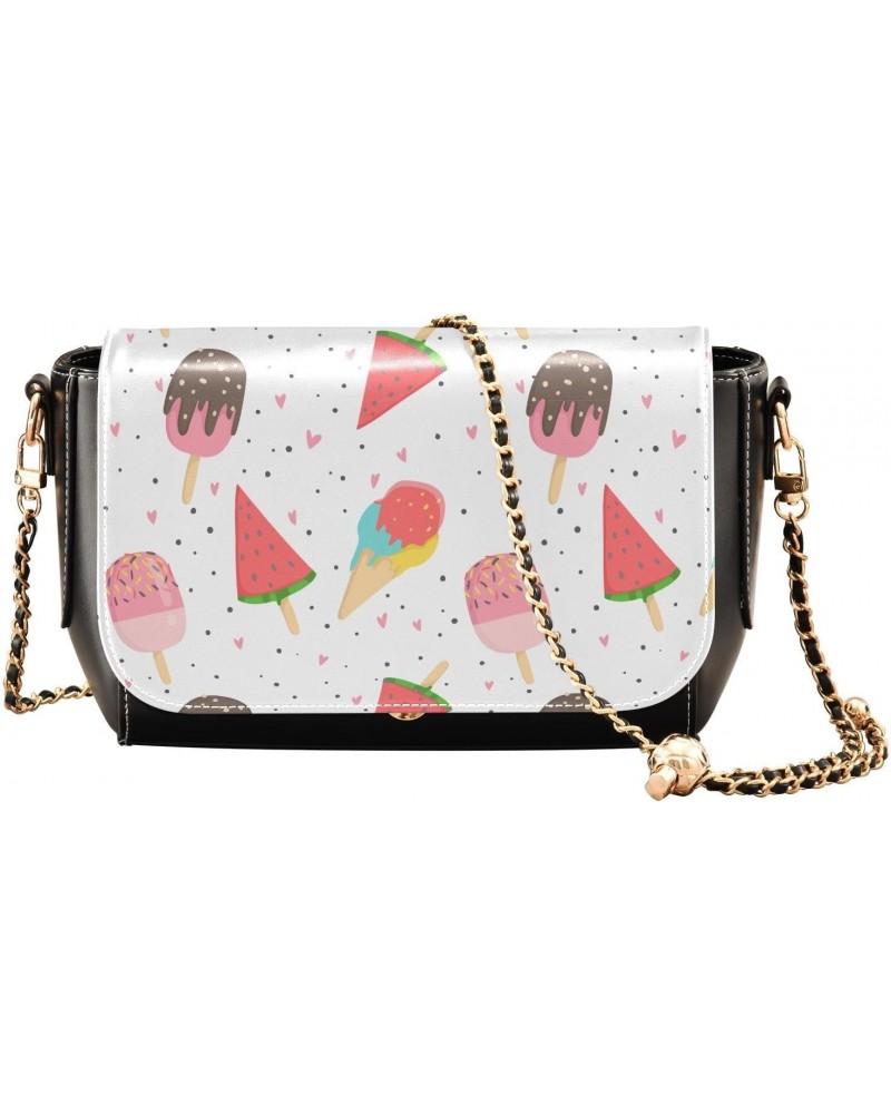 Watermelon Icecreamn Crossbody Bags for Women Purse Leather Shoulder Bag Handbag for Gifts Daily Work $22.39 Shoulder Bags