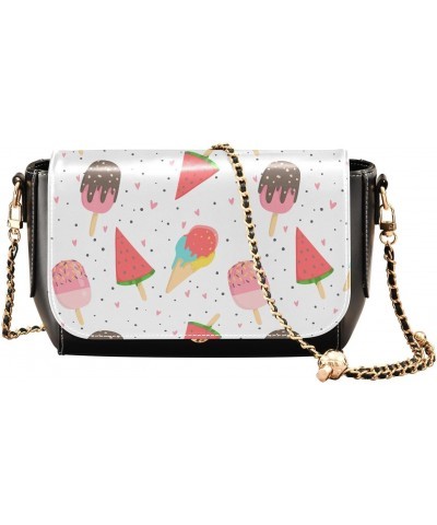 Watermelon Icecreamn Crossbody Bags for Women Purse Leather Shoulder Bag Handbag for Gifts Daily Work $22.39 Shoulder Bags