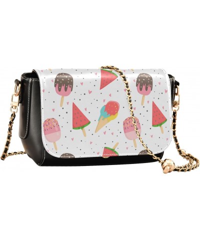 Watermelon Icecreamn Crossbody Bags for Women Purse Leather Shoulder Bag Handbag for Gifts Daily Work $22.39 Shoulder Bags