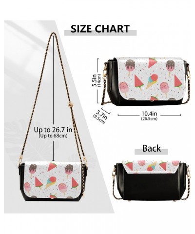 Watermelon Icecreamn Crossbody Bags for Women Purse Leather Shoulder Bag Handbag for Gifts Daily Work $22.39 Shoulder Bags