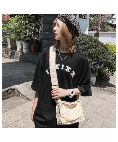 Hobo Bags for Women Grils Small Crossbody Purse Y2K Canvas Tote Bag Stylish Handbag Fashion Shoulder Bag Off-white $11.79 Totes