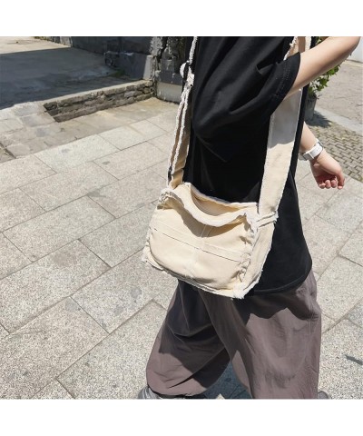 Hobo Bags for Women Grils Small Crossbody Purse Y2K Canvas Tote Bag Stylish Handbag Fashion Shoulder Bag Off-white $11.79 Totes